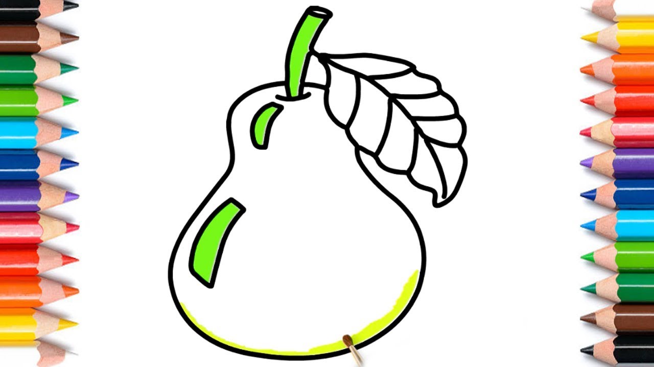 1280x720 easy draw and coloring pear fruits pear fruits drawing step
