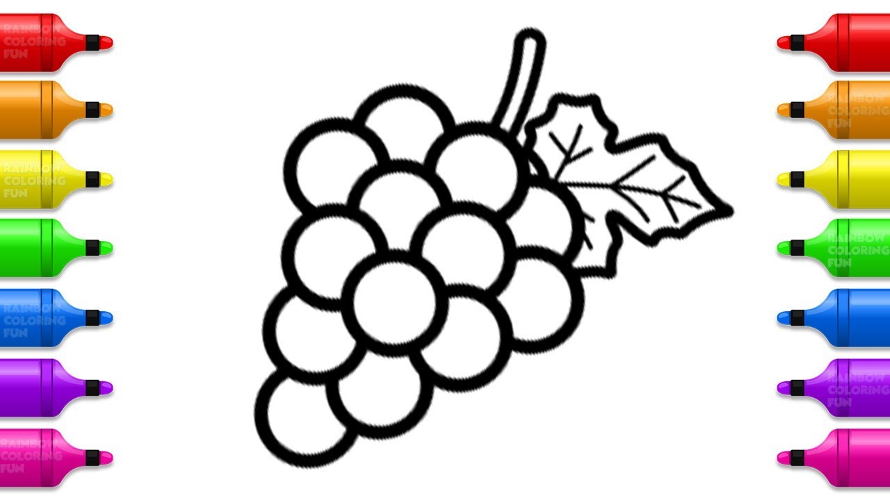 1280x720 Grapes Drawing And Coloring How To Draw Fruits For Baby