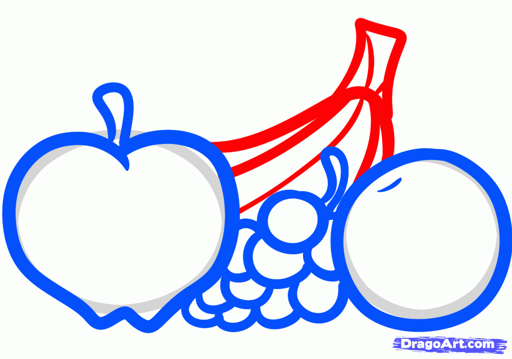 1052x738 How To Draw Fruit For Kids, Step