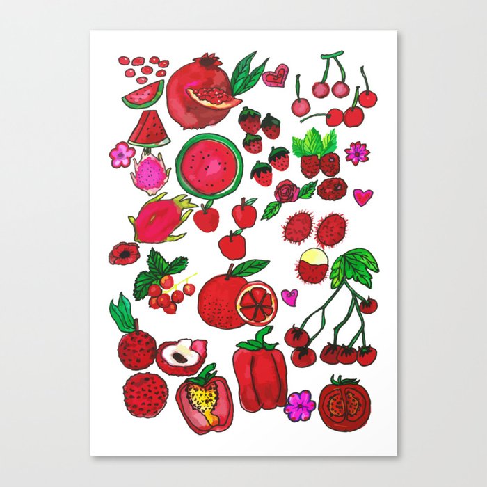 700x700 Red Fruits Drawing Canvas Print