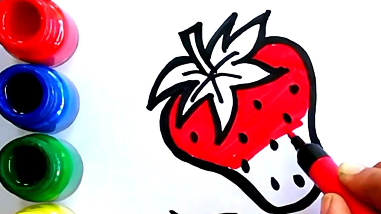 1280x720 How To Draw Strawberrylearn Fruits Names For Nursery Kids Part