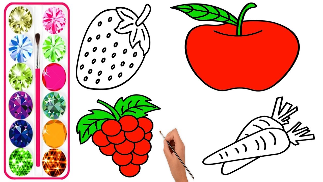 1280x720 How To Draw Fruits And Vegetables Fruits Drawing Pages For Kids