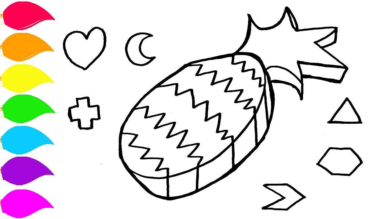1280x720 Coloring Pineapple And Fruits, Drawing Cartoon Fruits Rainbow