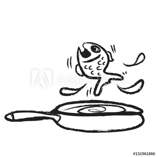 500x500 Frying Pan And Fish, Design Element