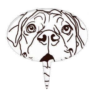 307x307 Black And White Dog Drawing Cake Toppers Zazzle