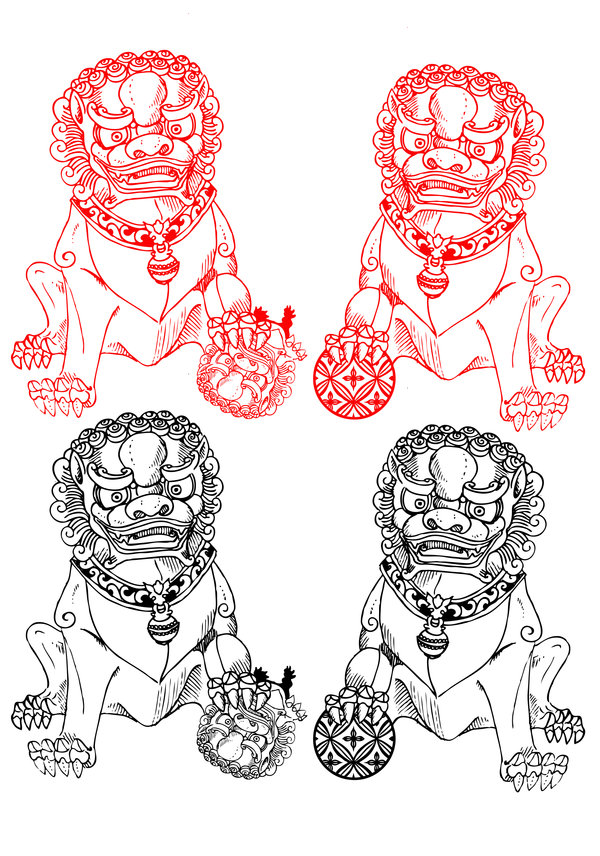 600x856 Fu Dog Drawing