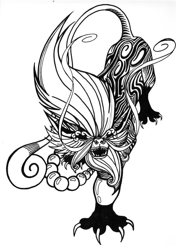 600x833 Terrible Chinese Foo Dog Tattoo Design