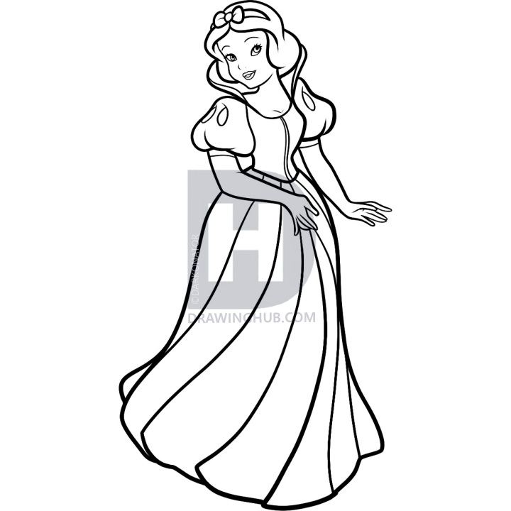 720x720 How To Draw Snow White, Step