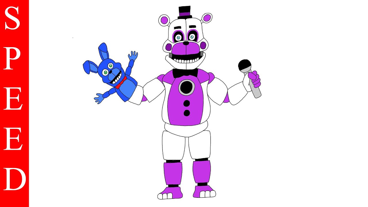1280x720 Speed Drawing Funtime Freddy, Full Body, Fnaf Sister Location