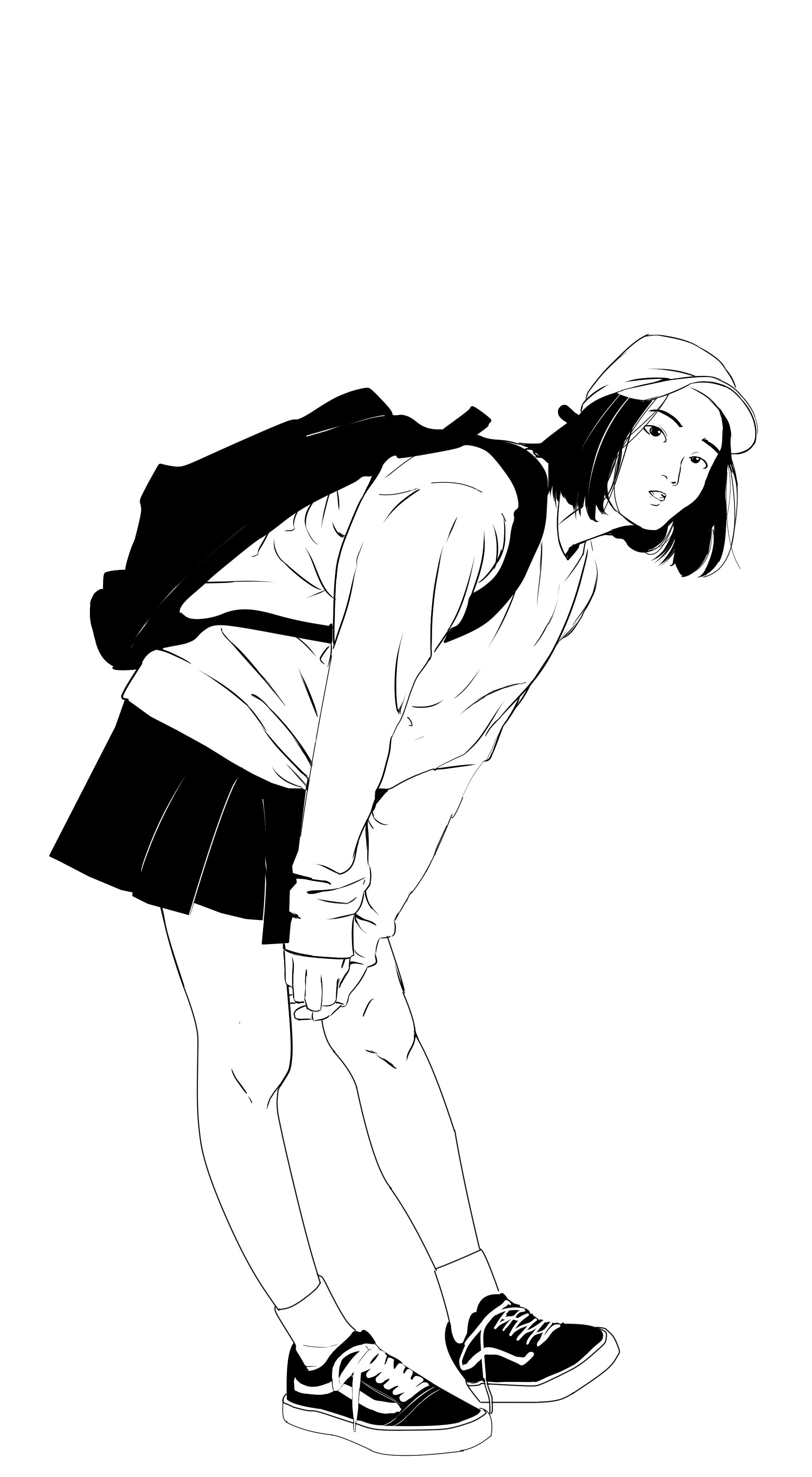 1915x3481 Japanese Grl Full Body Drawing My Board Body Drawing, Drawings