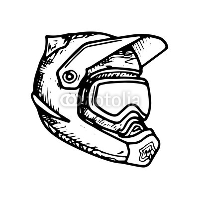 400x400 full face helmet motocross, downhill, mtb, hemet vector sketch