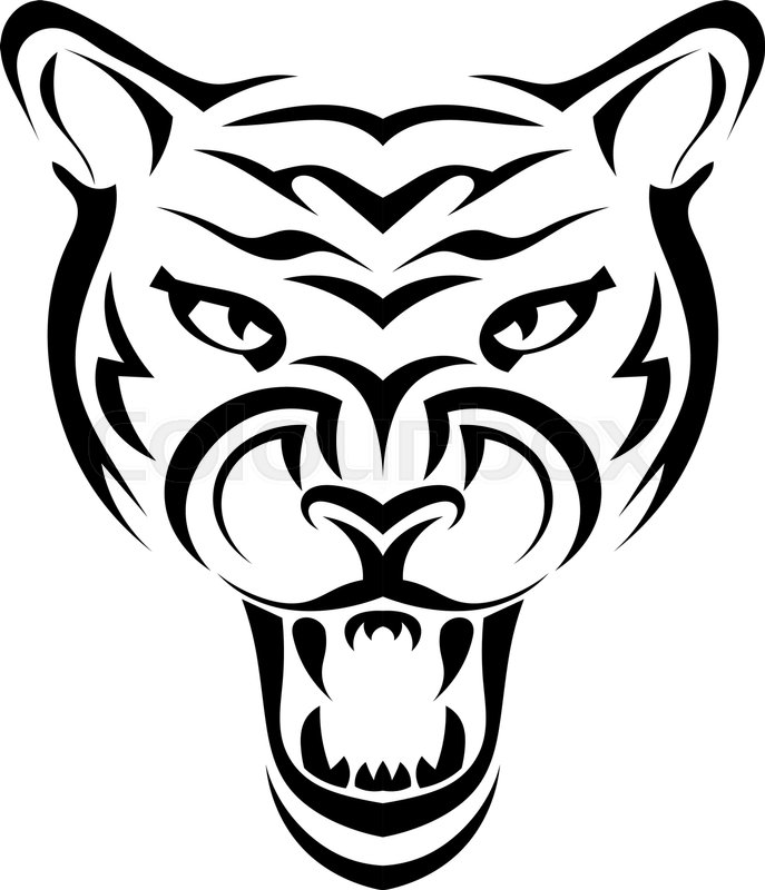 687x800 Silhouette Of Tiger Full Face, The Stock Vector Colourbox