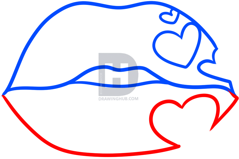 836x557 How To Draw Heart Lips, Step