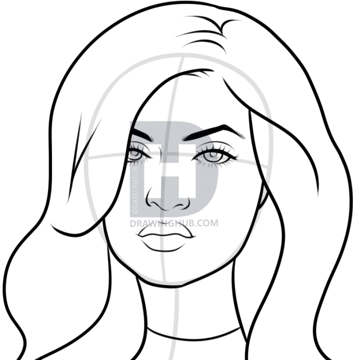 706x720 How To Draw Kylie Jenner, Step