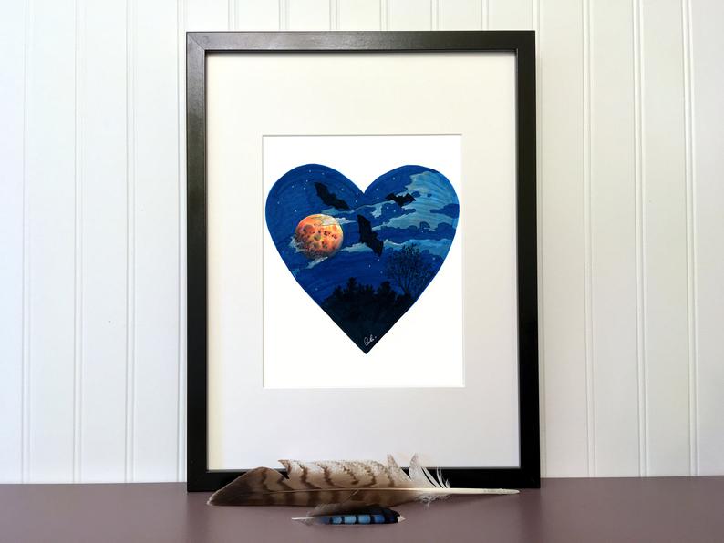 794x596 Heart Of Halloween Original X Drawing Ink And Acrylic Etsy