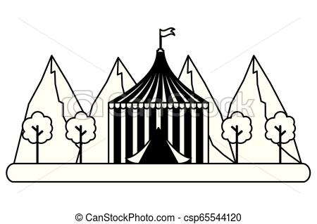 450x319 Tent Mountains Trees Fun Fair Carnival Vector Illustration