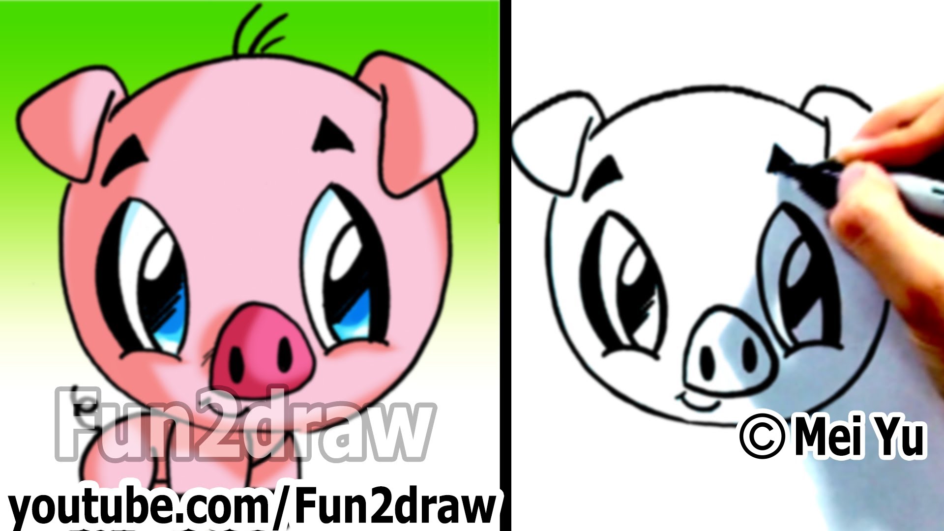1920x1080 how to draw a cartoon pig under min cute animal drawings