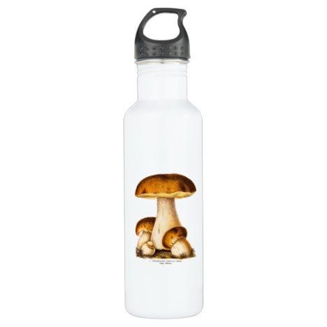 468x468 Vintage Mushroom Edible Mushrooms Template Water Bottle