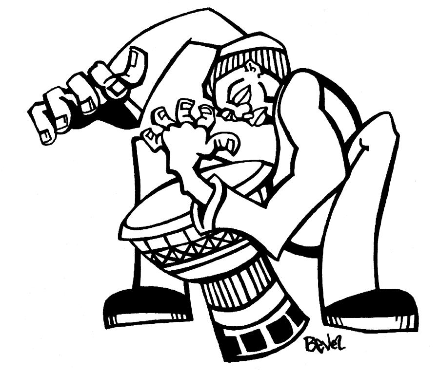 900x764 Djembe Drummer Drawing