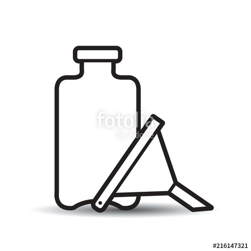 500x500 Black And White Bottle And Funnel On Smooth Shadow Vector Drawing