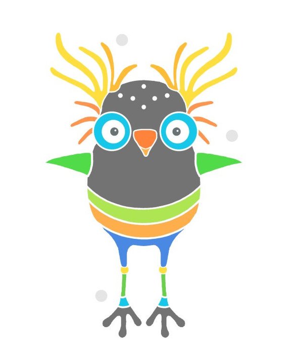 570x713 Funny Bird Design Room Decor Wall Art Animal Drawing Bird Etsy