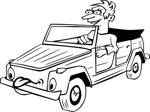 500x373 Vector Image Of A Boy Driving Funny Car