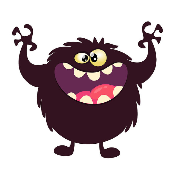 600x600 Funny Cartoon Black Monster Vector Illustration Isolated Art