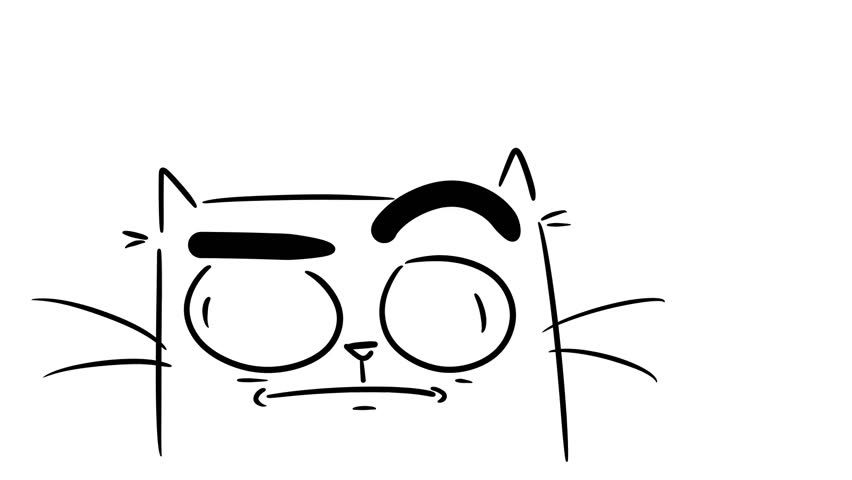 852x480 Funny Cartoon Cat Face Hand Stock Footage Video