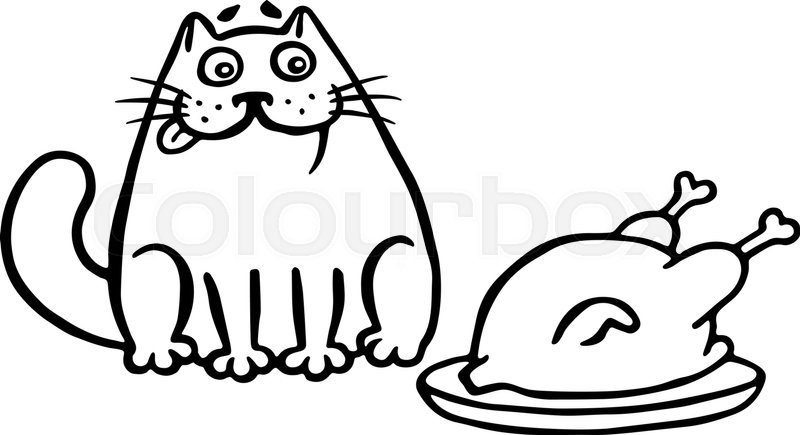 800x435 Cute Cat And Fried Chicken On The Stock Vector Colourbox