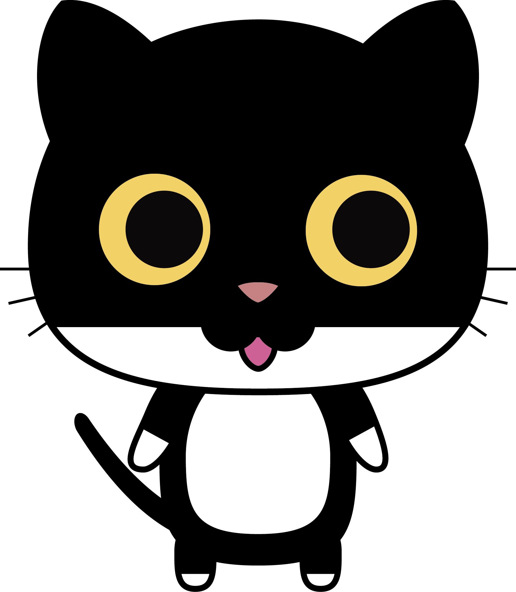 1784x2045 Drawing Of A Funny Black And White Cat Free Image