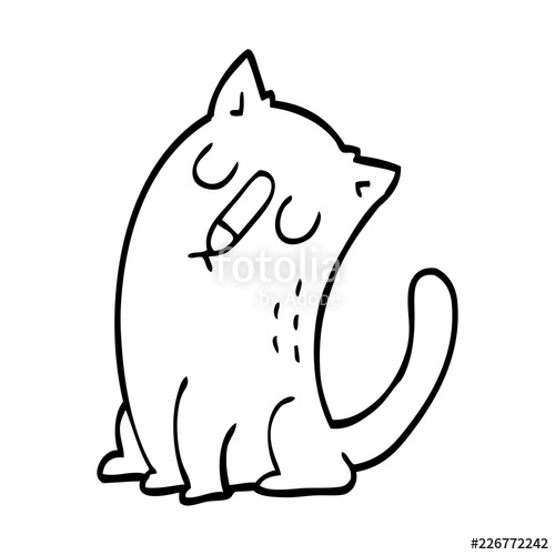 500x500 Line Drawing Cartoon Funny Cat Stock Image And Royalty Free