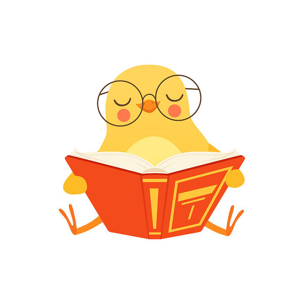 600x600 Cute Baby Chicken In Glasses Sitting On The Floor And Reading
