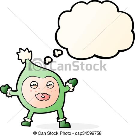 450x453 Cartoon Funny Christmas Creature With Thought Bubble