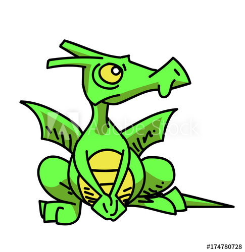 485x500 Funny Little Dragon Cartoon Hand Drawn Image Original Colorful