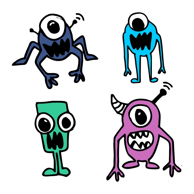 640x640 Alien Hand Drawn Cute Funny Design Imagination Drawing Vector Set