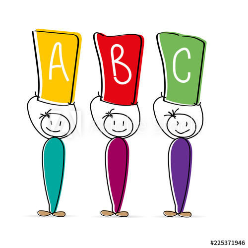 500x500 Three Funny Drawing Of Man Holding Posters With Letters