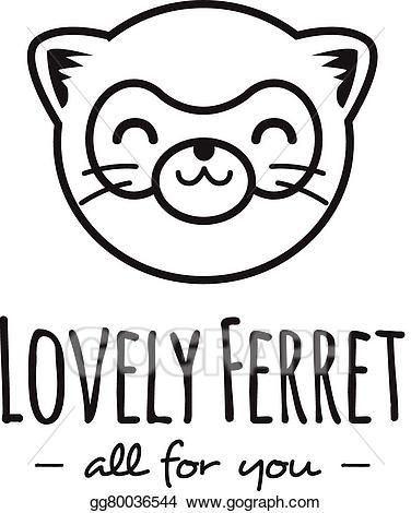 376x470 Vector Funny Cartoon Polecat Head Logo Line Stle Ferret Logotype