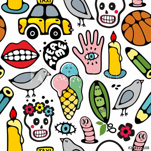 500x500 Seamless Pattern With Funny Drawings