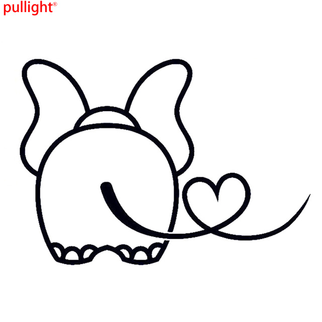 640x640 Funny Baby Elephant Whearty Tail Heartbeat Car Sticker In Car