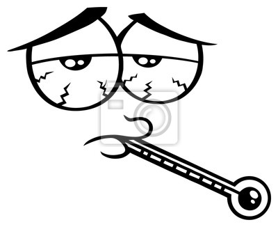 400x326 Black And White Sick Cartoon Funny Face With Tired Expression