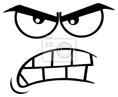 400x329 Black And White Aggressive Cartoon Funny Face With Angry