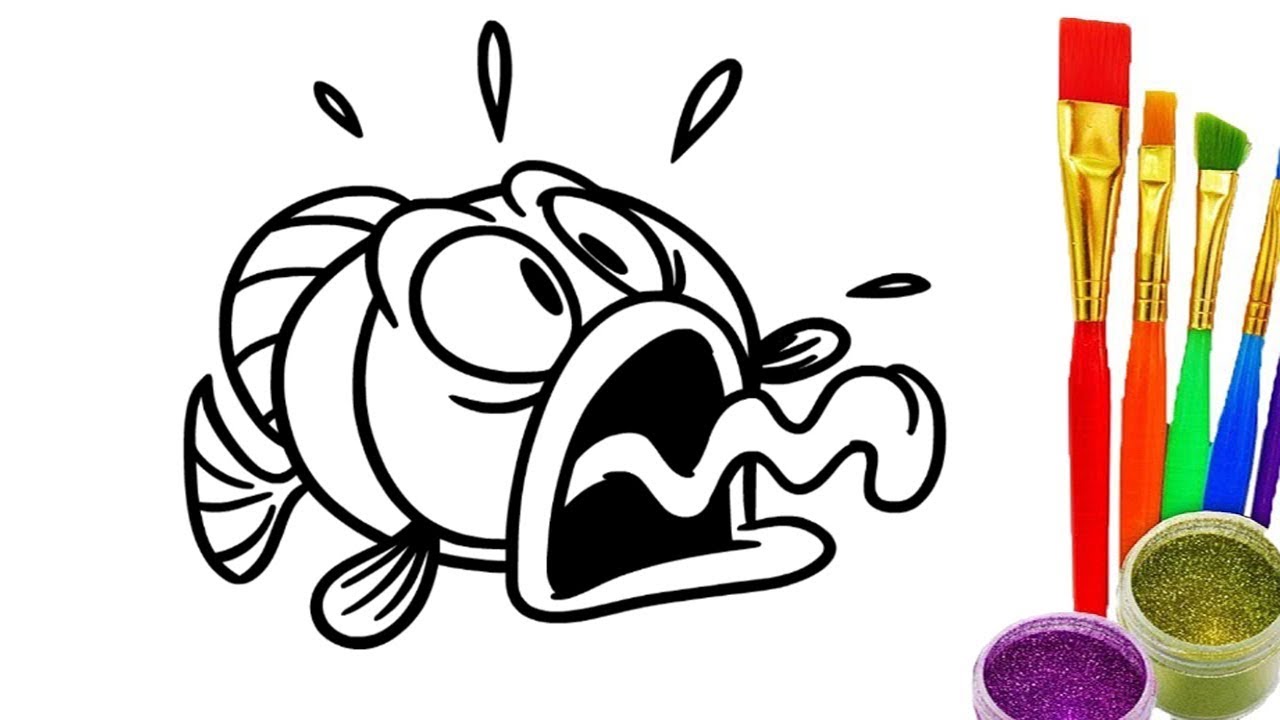 1280x720 How To Draw Coloring Book Funny Fish Drawing With Colored Markers