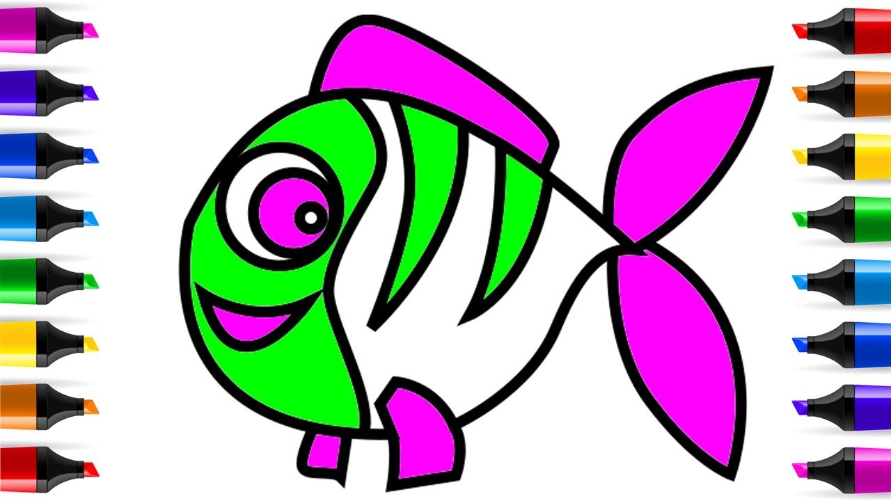 1280x720 Very Funny Fish Draw Fish Drawing For Coloring For Kids