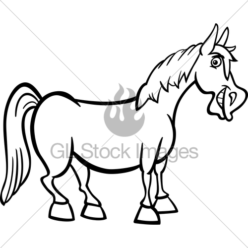 500x500 Farm Horse Cartoon For Coloring Book Gl Stock Images