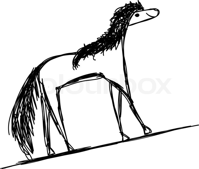 800x679 Funny Sketch Of Horse For Your Design Stock Vector Colourbox
