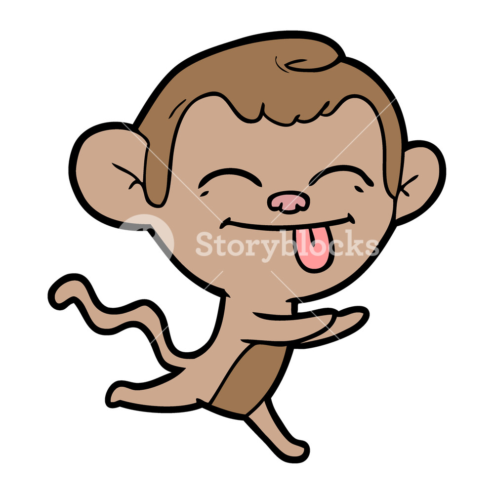 1000x1000 Funny Cartoon Monkey Running Royalty Free Stock Image