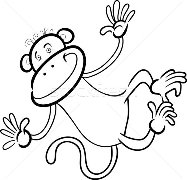 600x578 Funny Monkey For Coloring Book Vector Illustration Igor Zakowski