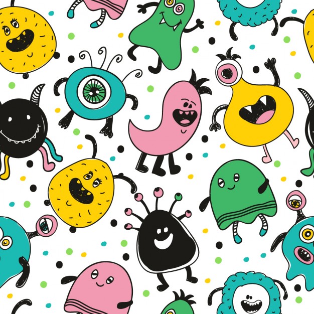 626x626 Funny Monster Pattern Vector Free Download