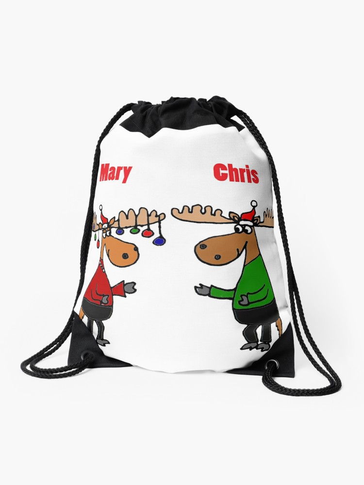 750x1000 Funny Mary Chris Moose Christmas Art Drawstring Bag