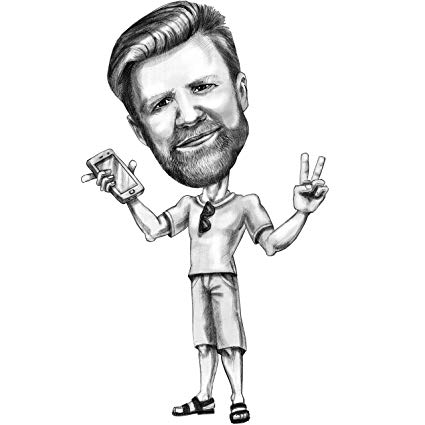 425x425 Full Body Custom Caricature Drawing In Bw Pencil Wall Art